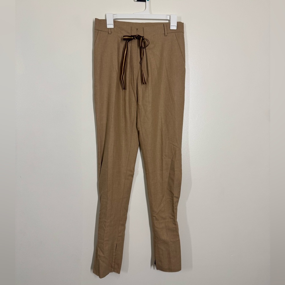 Manila Grace Women’s Tan Pants with Tulip Ankle Size 42 NWOT Wool / Viscose